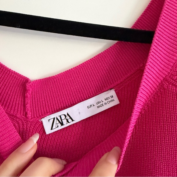 Pink Zara long sleeve crop knit wear - Picture 2 of 4